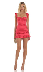 Ruffle Bodycon Dress in Red