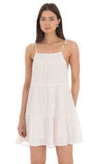 Dotted Shift Dress in White