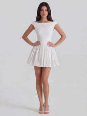 Chic Boat Neck Broderie Anglaise Dress