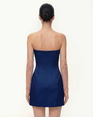 Iris Floral Print Strapless Dress �C Navy blue