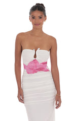 Embellished Floral Bodycon Maxi Dress in White