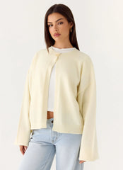 Annie One Button Cardigan - Ivory Cream