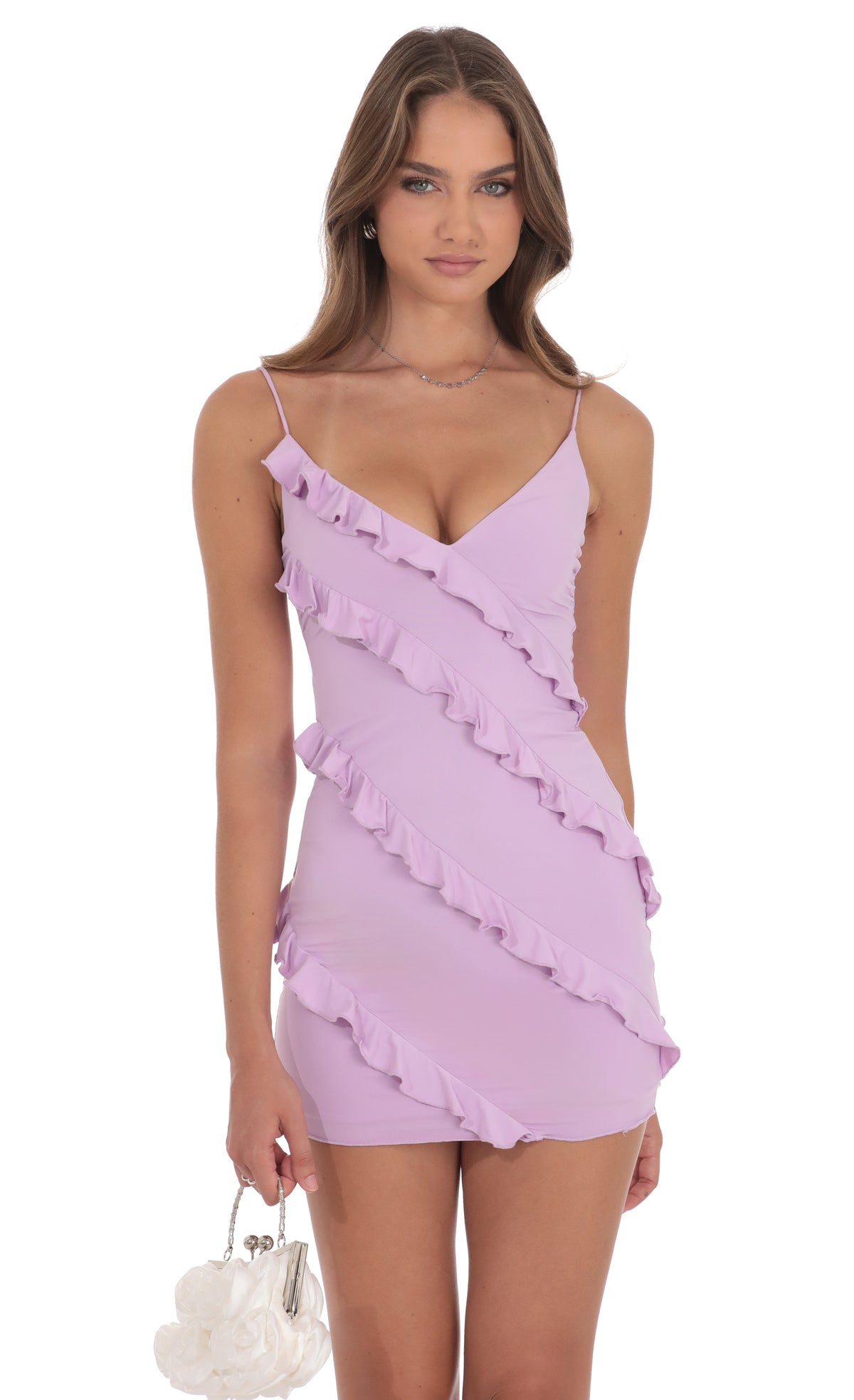 Ruffle Mini Dress in Lilac