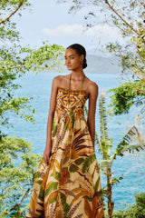 Sand Foliage Sketch Maxi Dress