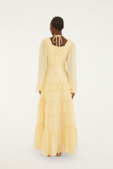 Butter Yellow Ruffled Buttoned Maxi Dress