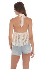 Lace Babydoll Halter Top in Ivory