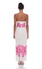 Embellished Floral Bodycon Maxi Dress in White