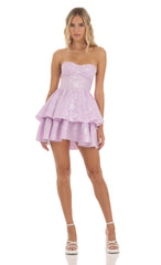Jacquard Corset Mini Dress in Lilac