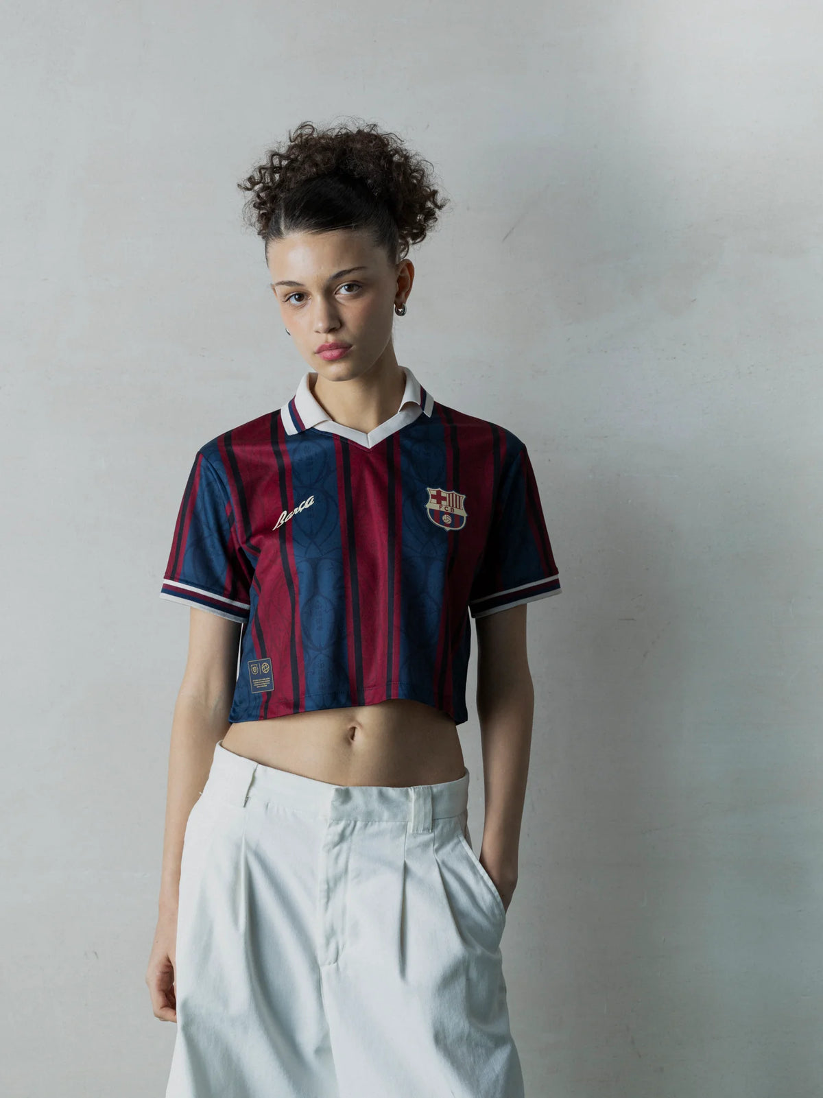 Modernist Crop Fc Barcelona Polo Oversize - Women