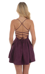 Jacquard Fit and Flare Dress in Purple