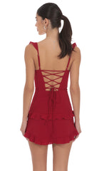 Ruffle Bodycon Dress in Red