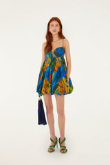 Blue Banana Grapes Sleeveless  Mini Dress