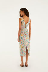 Multicolor Rendeira 3d Bodice  Midi Dress